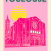 Affiche pop pink de Toulouse, la Basilique St Sernin