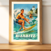 Affiche vintage de Biarritz, Sea Surf and Sun in Biarritz