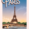 Affiche de la Seine et la Tour Eiffel à Paris
