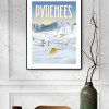 Affiche des Pyrénées, virage en ski