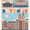 Affiche de Bayonne, les monuments