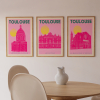 Affiche pop pink de Toulouse, la Basilique St Sernin