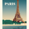 Affiche de la Tour Eiffel le soir à Paris