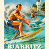 Affiche vintage de Biarritz, Sea Surf and Sun in Biarritz