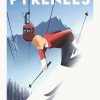 Affiche des Pyrénées, Ski vintage