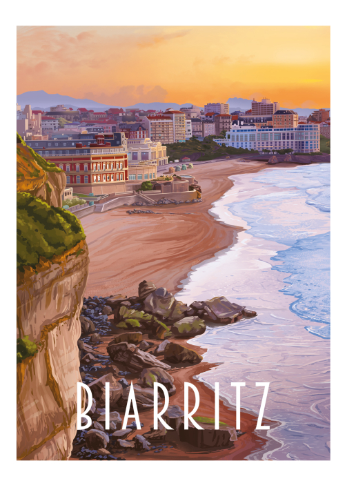 Affiche biarritz depuis le phare
