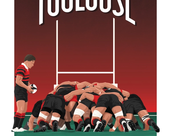 Affiche illustration rugby à Toulouse