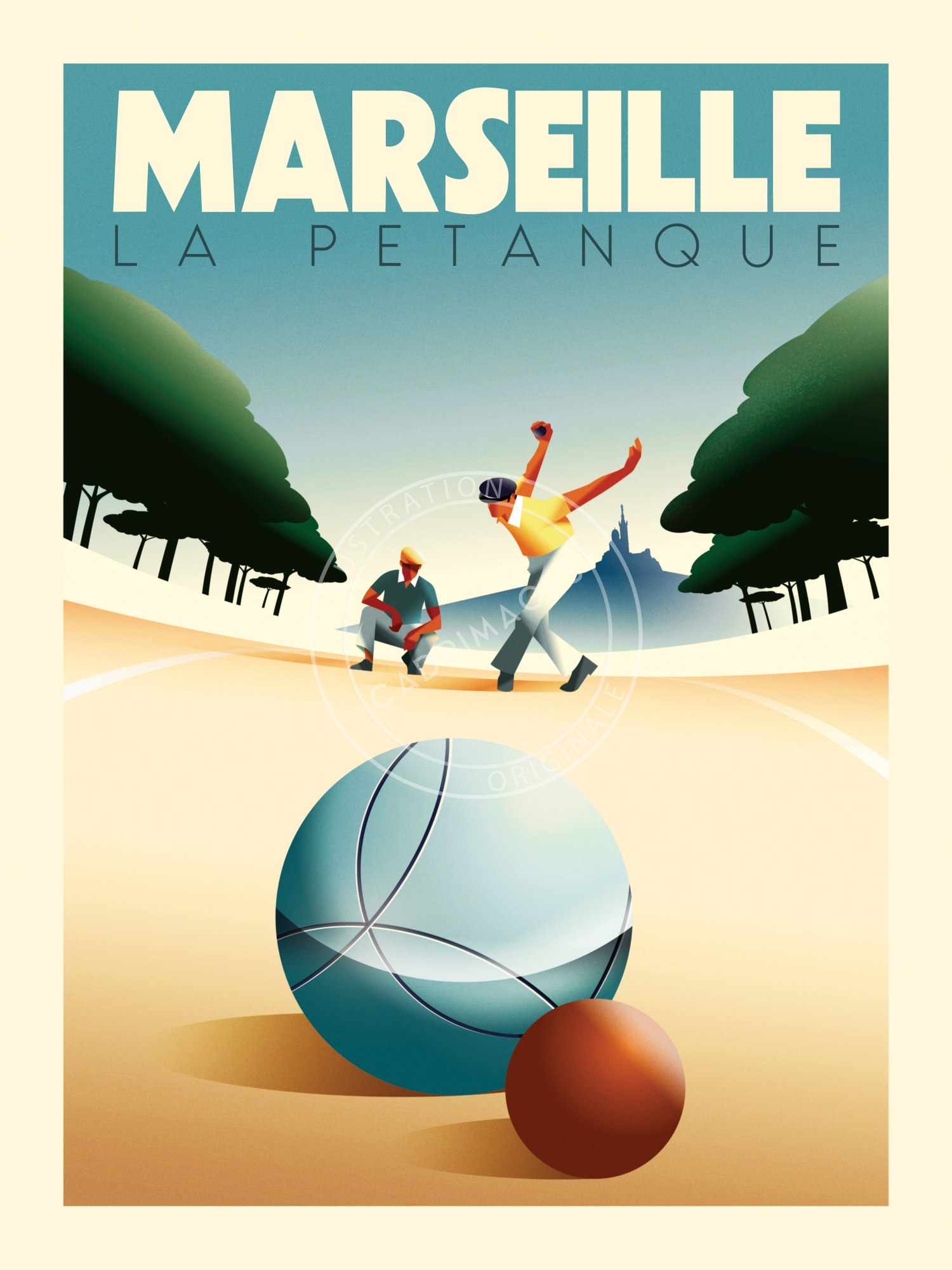 Affiche de Marseille, la pétanque