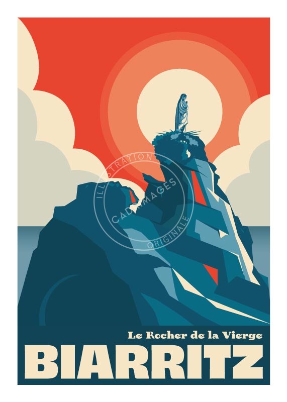 Affiche de Biarritz, le Rocher de la Vierge by Emu
