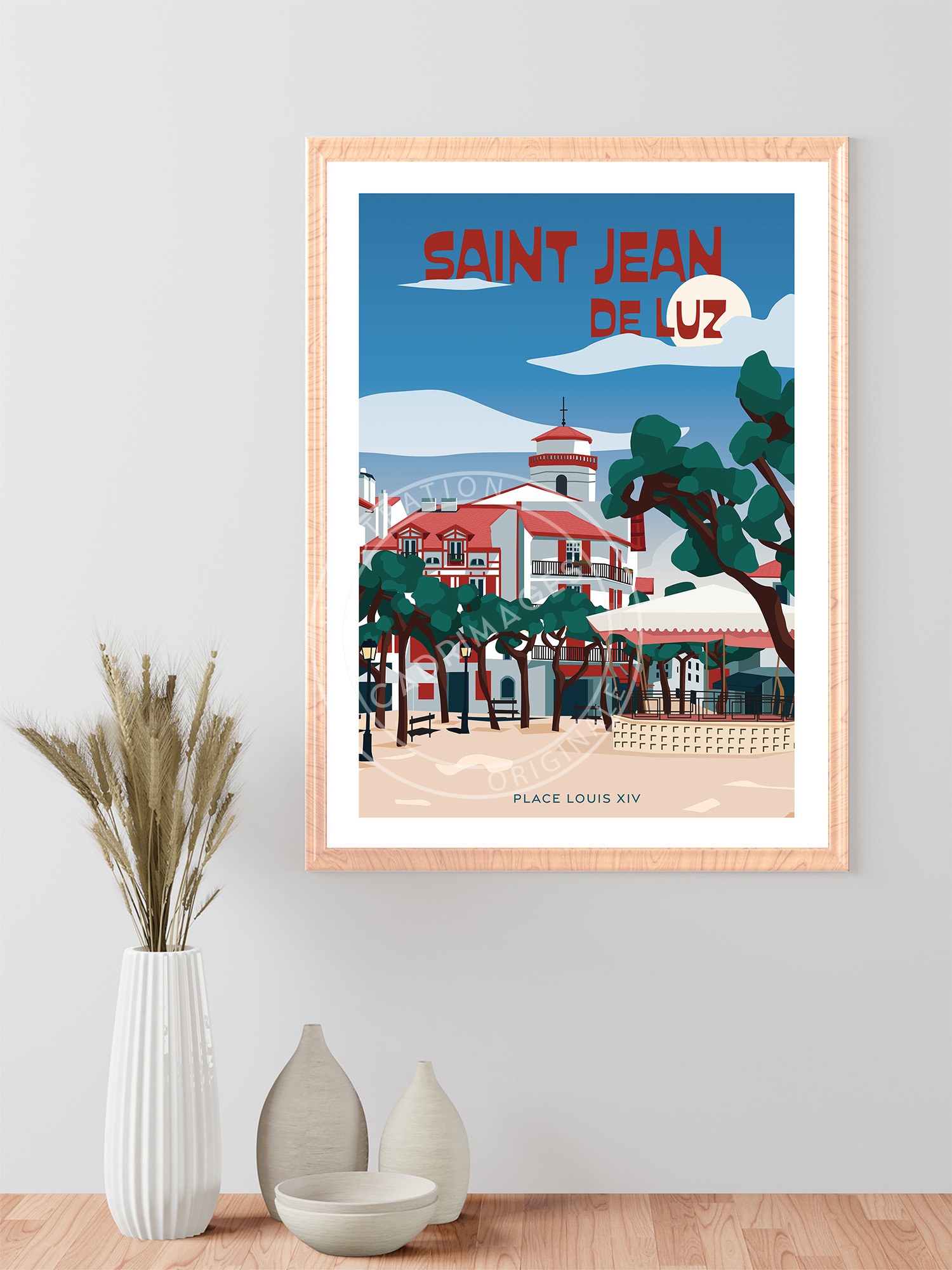 Affiche de Saint-Jean-de-Luz, La Place Louis XIV en été