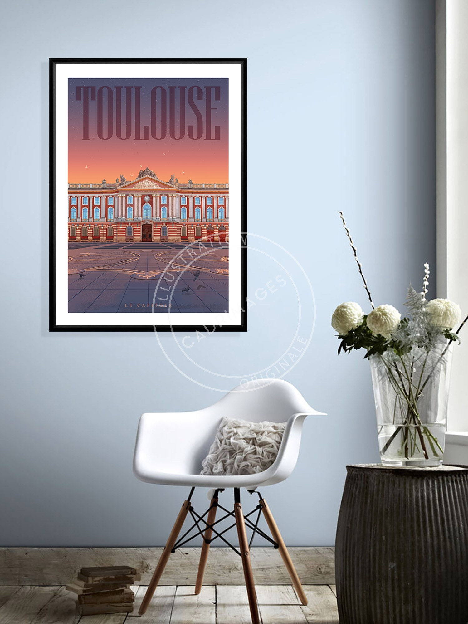 Affiche de Toulouse, sunset sur le capitole
