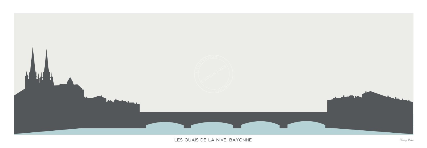 Affiche Quai de la Nive Minimaliste de Bayonne