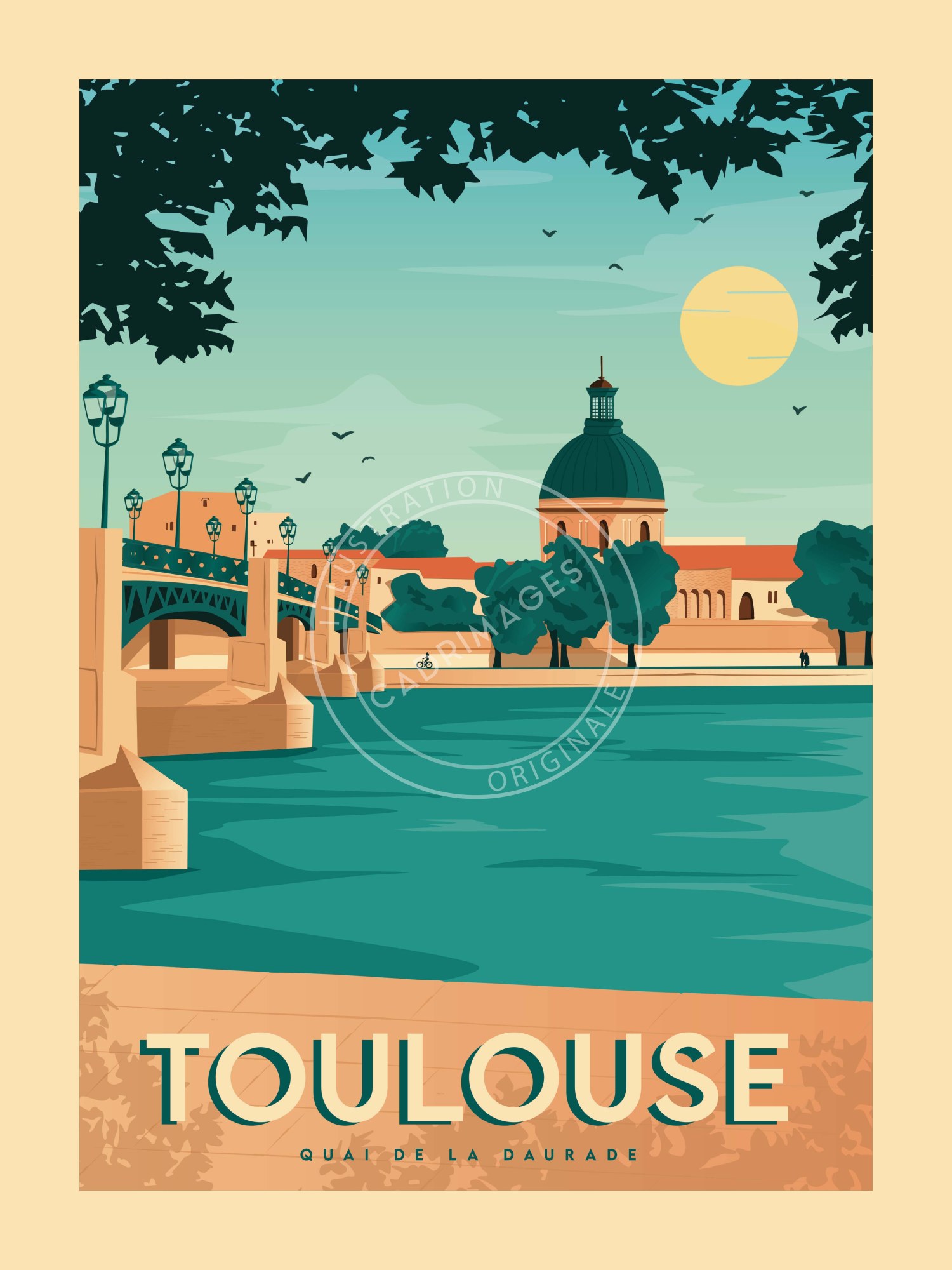 Affiche Vintage de Toulouse, Le Quartier de la Daurade