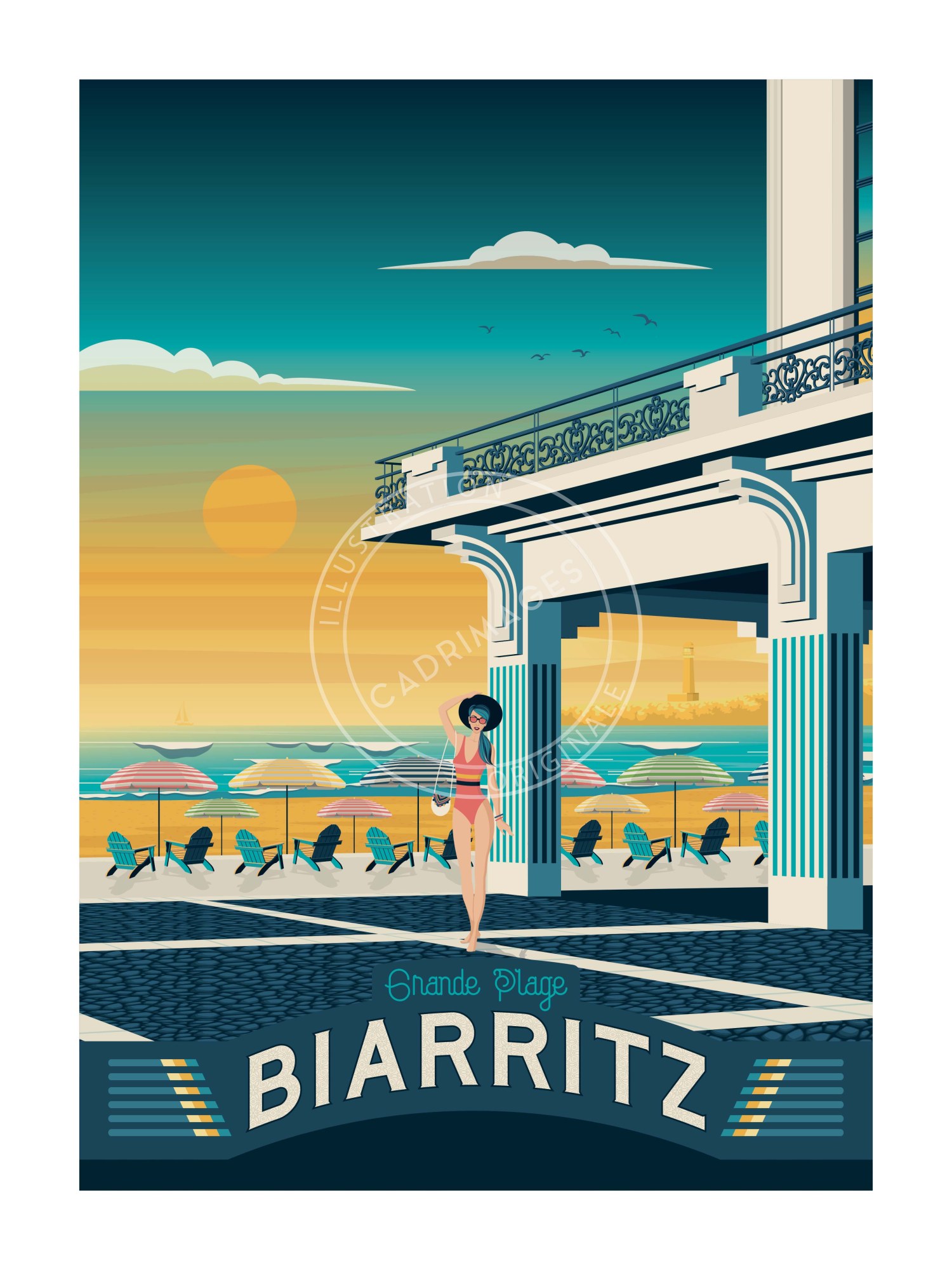 Affiche de Biarritz, pose devant le Casino