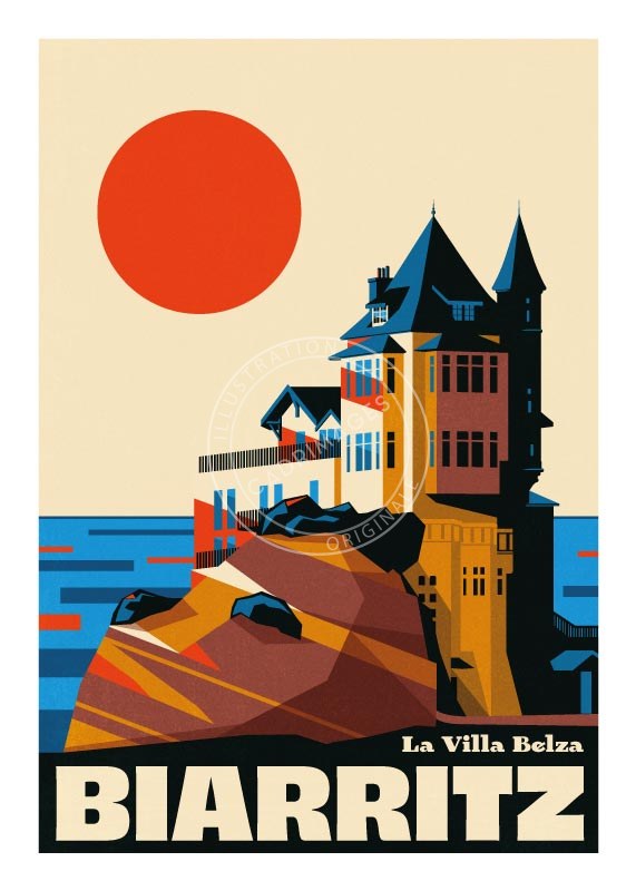 Affiche de Biarritz, la villa Belza by Emu