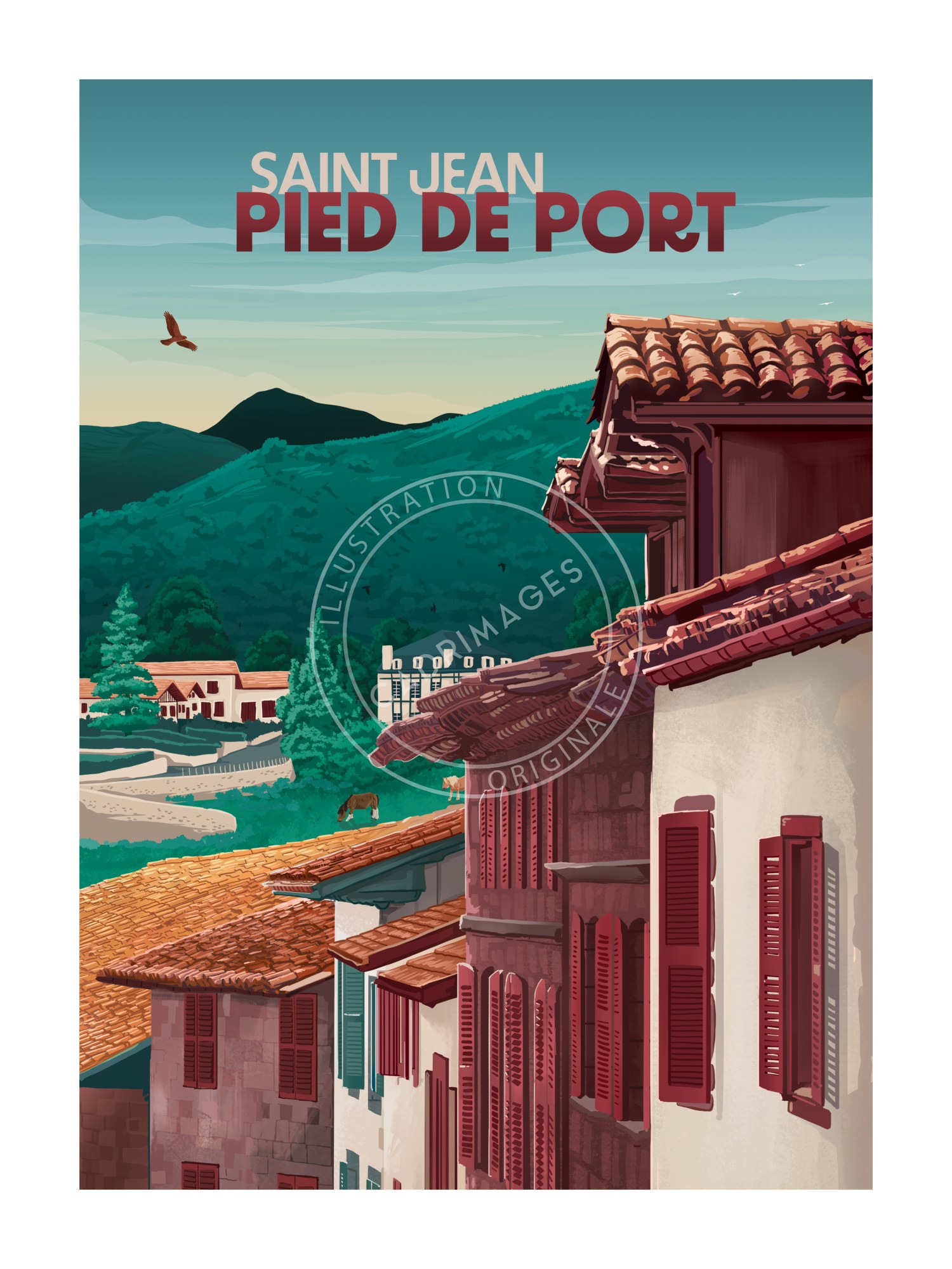 Affiche de Saint Jean Pied de Port, la vue