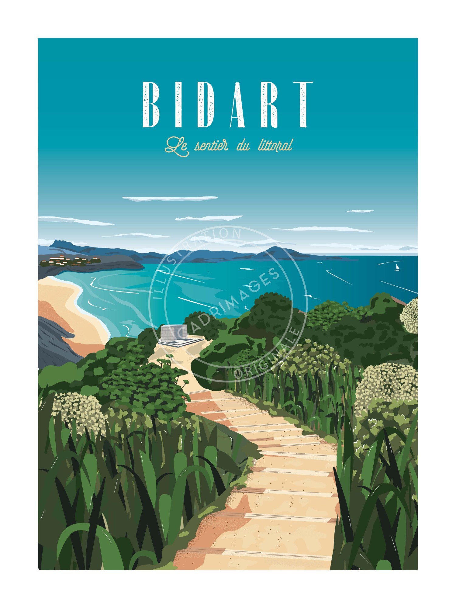 Affiche de Bidart, Le sentier du Littoral