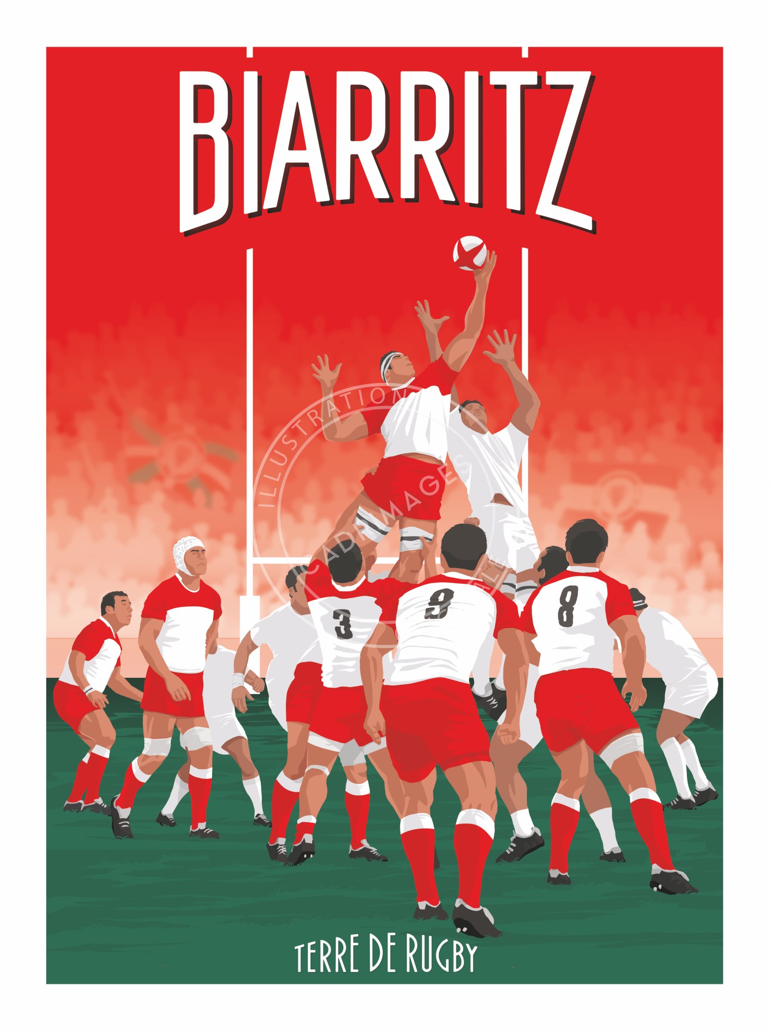 Affiche de rugby, touche Biarritz