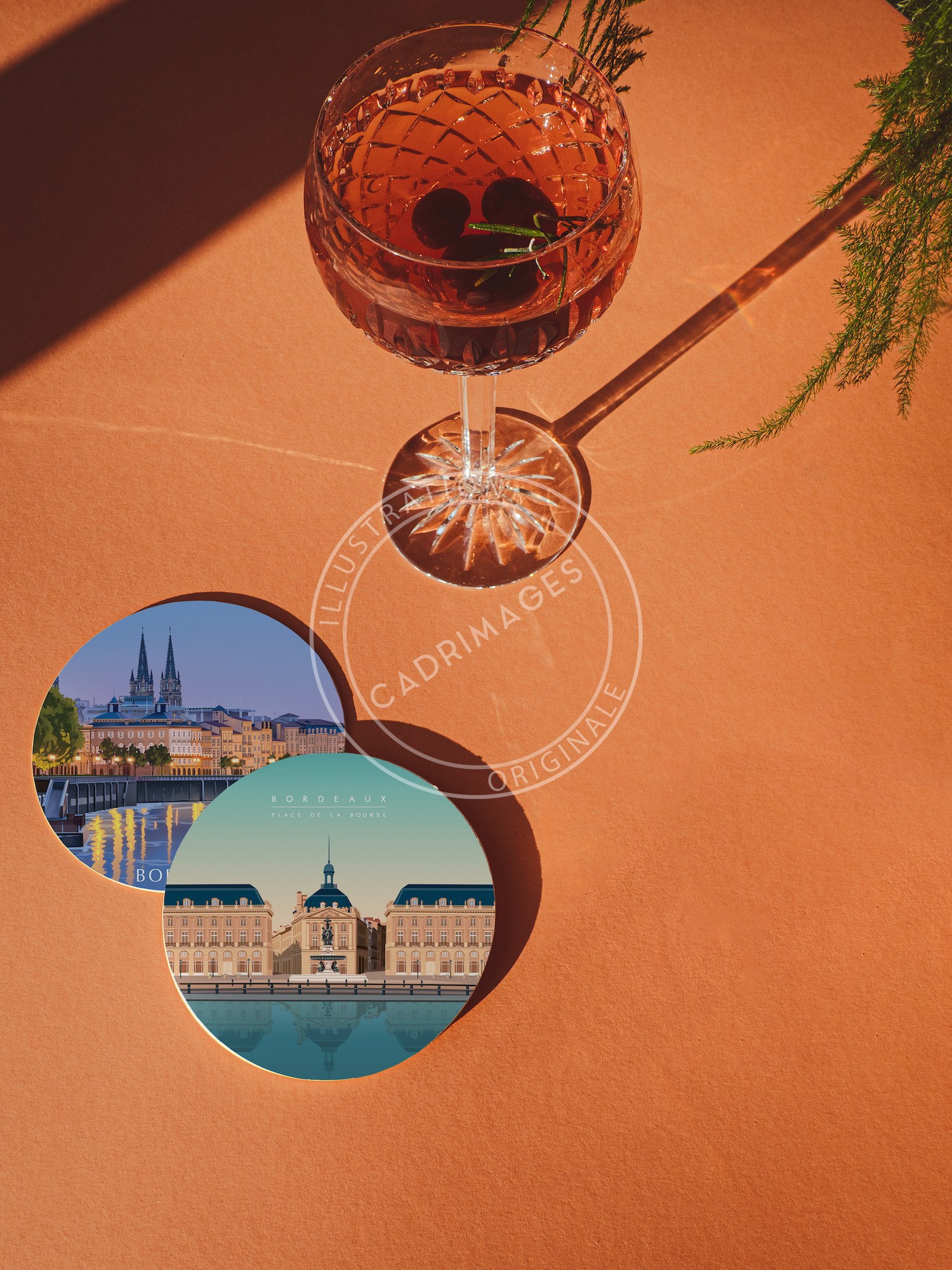 Dessous de verre de Bordeaux, panorama place de la bourse