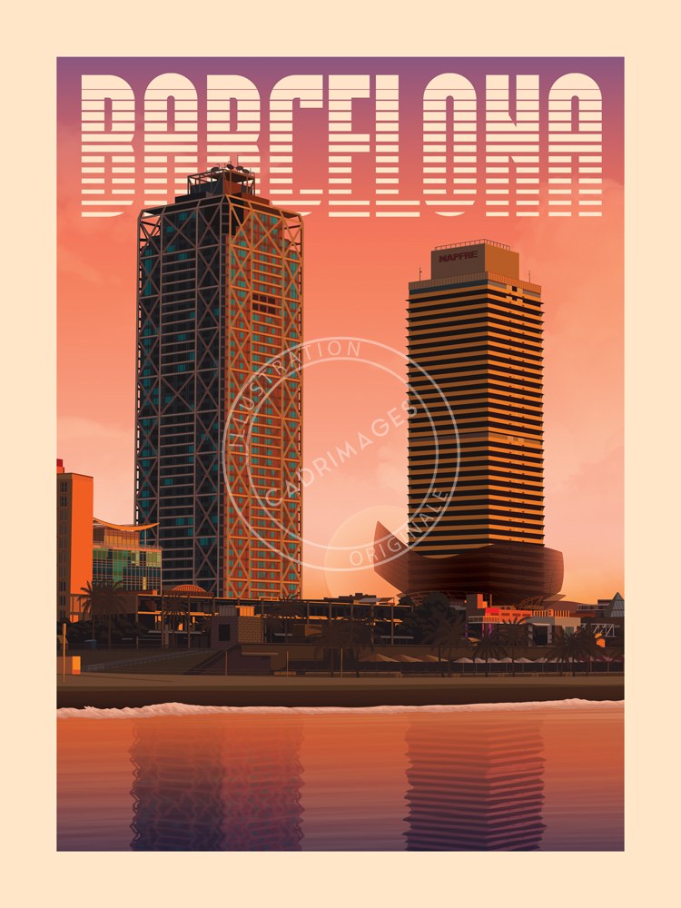 Affiche de Barcelone, les deux tours