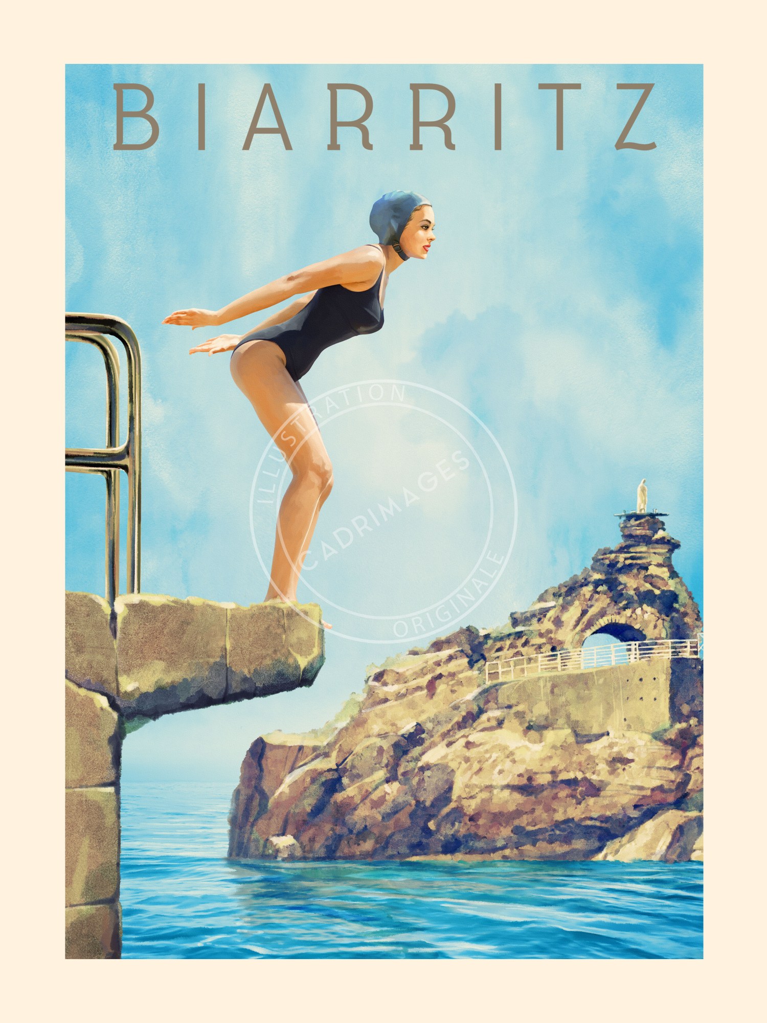 Affiche de Biarritz, La Baigneuse du Port Vieux