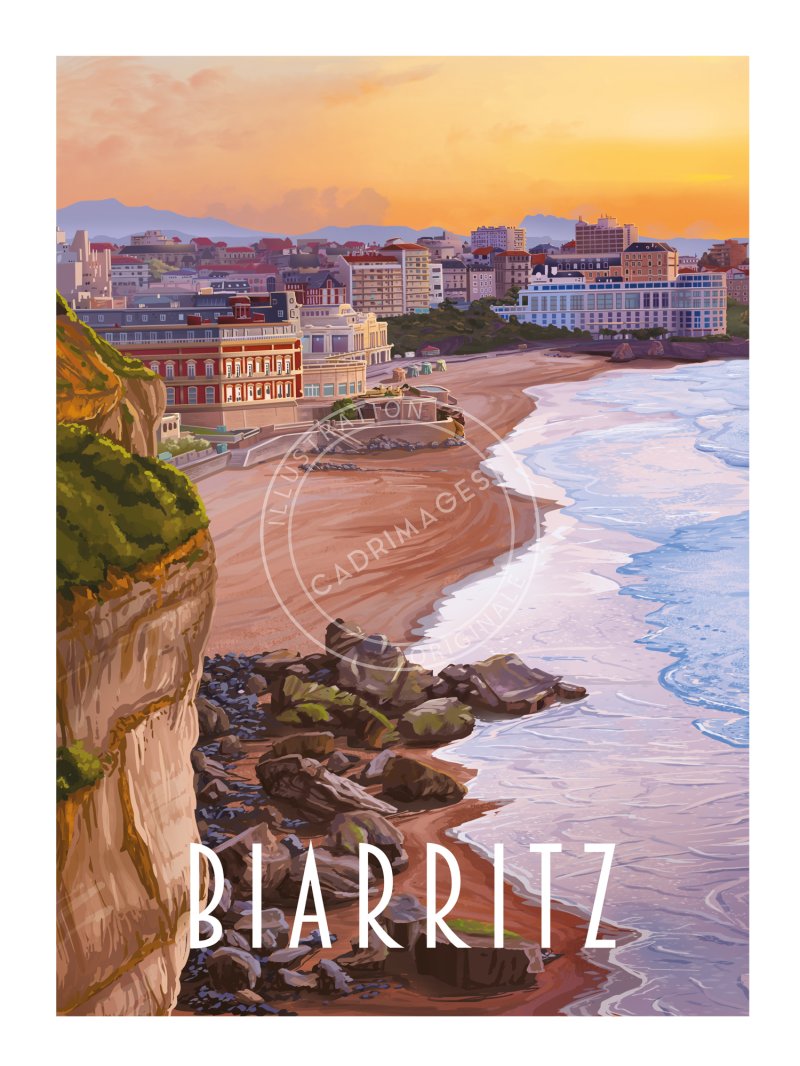 Affiche biarritz depuis le phare