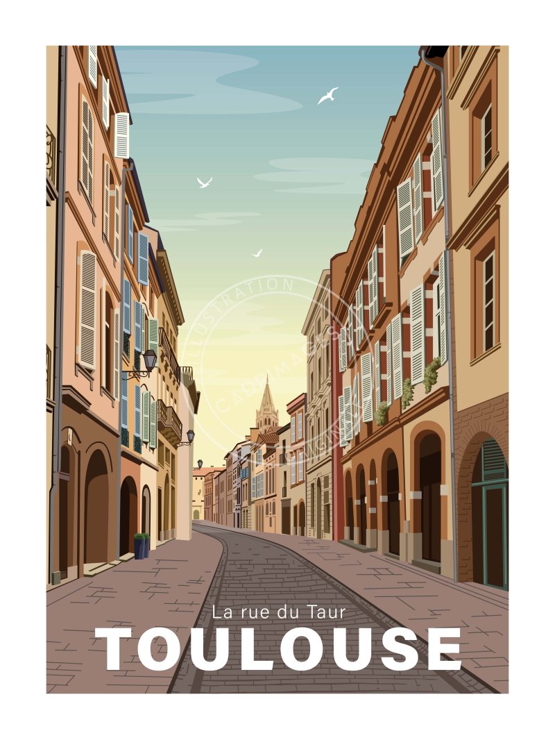 Affiche de Toulouse, La Rue du Taur au petit matin