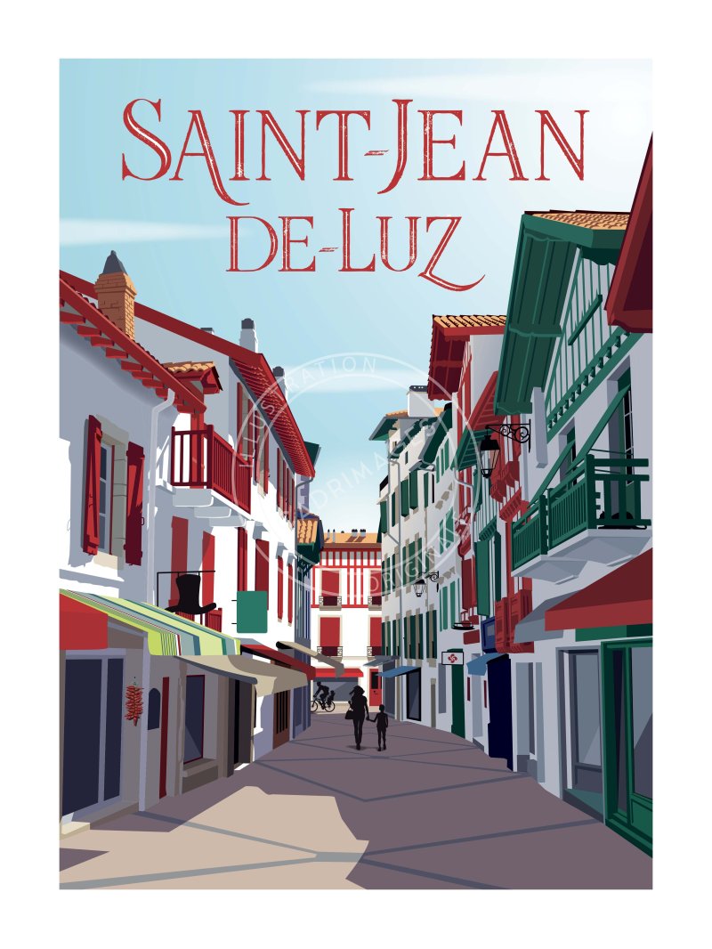 Affiche de Saint Jean de Luz, la rue Loquin