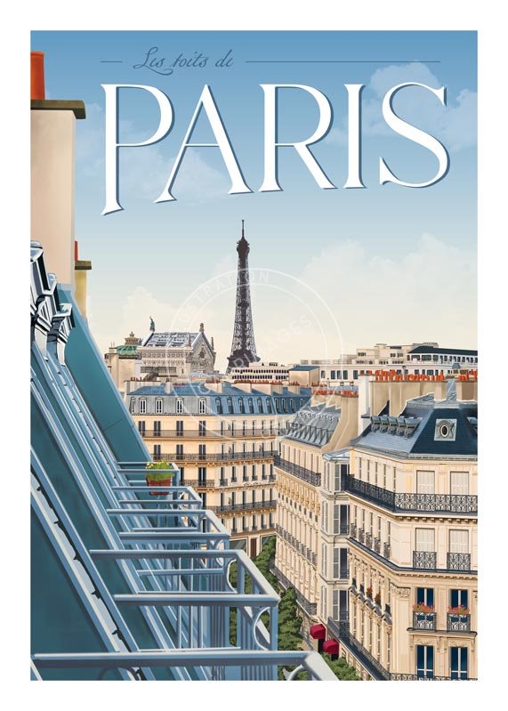 Affiche de Paris, les toits