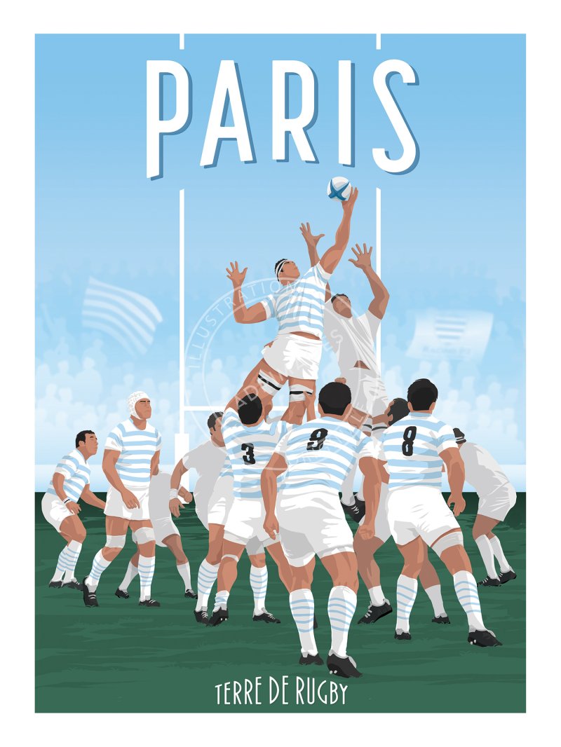 Affiche de rugby, Paris Racing, la touche