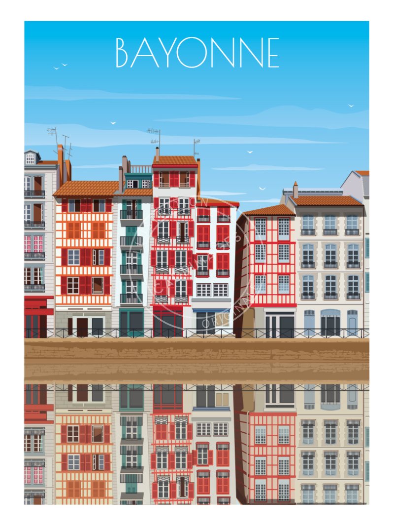 Affiche les façades de Bayonne