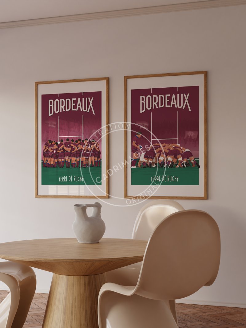 Affiche de rugby, Bordeaux la mêlée