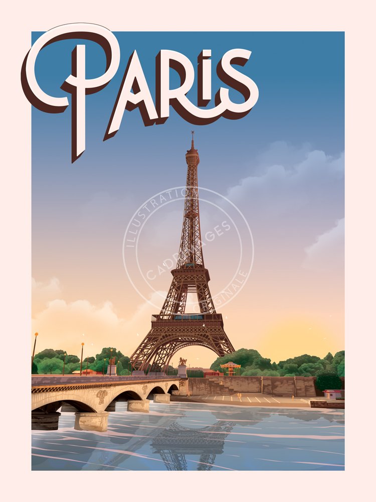 Affiche de Paris, la Seine et la Tour Eiffel