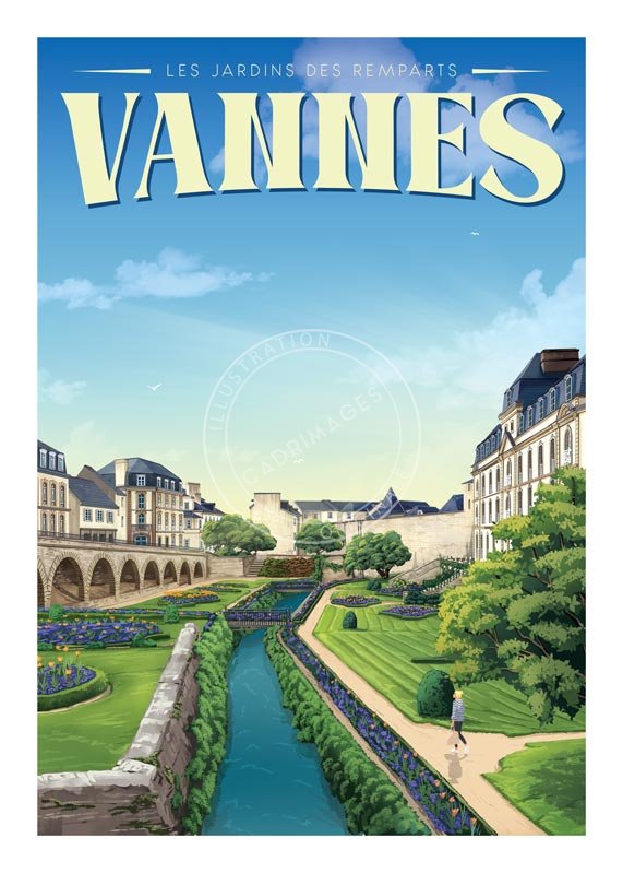 Affiche de Vannes, les jardins des remparts