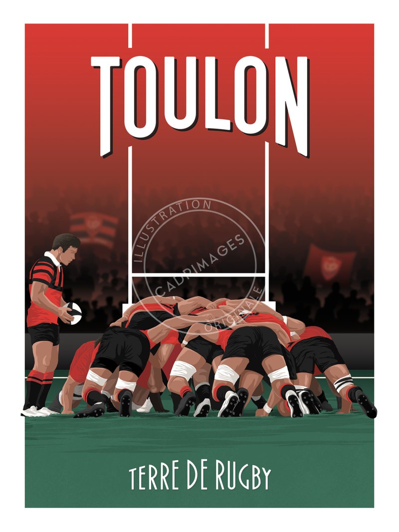 Affiche de rugby, Toulon, la mêlée