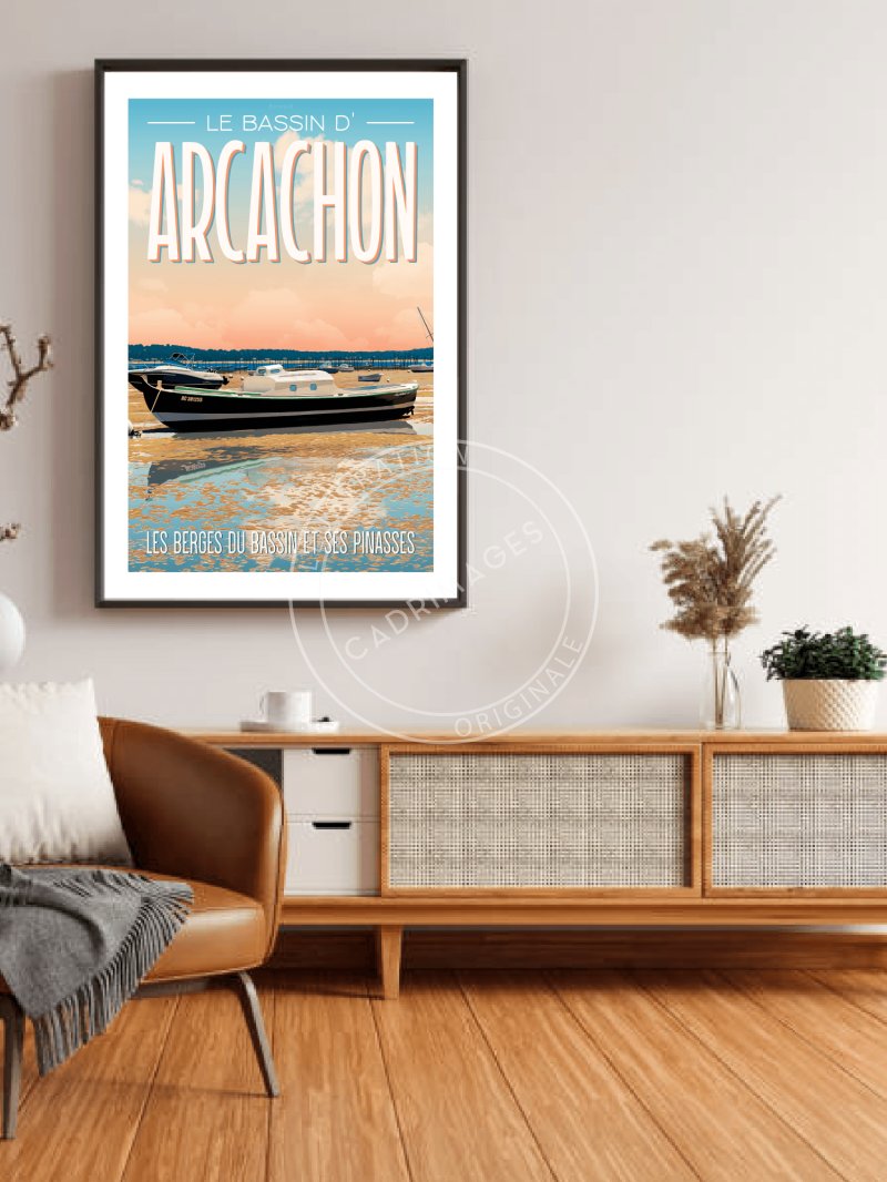 Affiche d'Arcachon, Berges & Pinasses