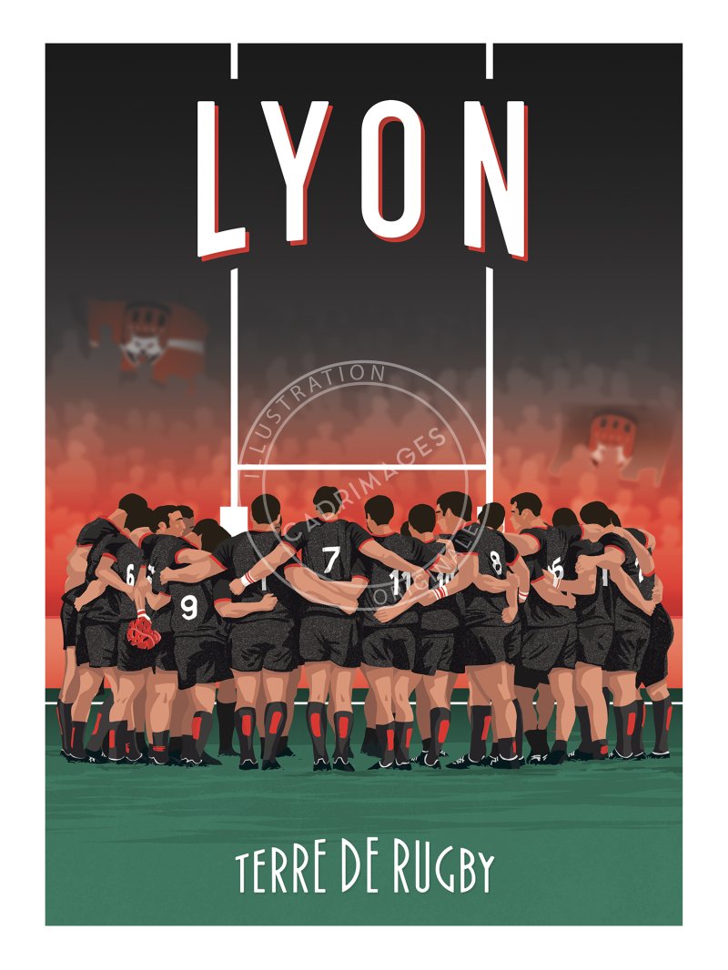 Affiche de rugby, Lyon, la victoire