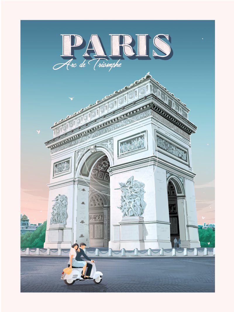 Puzzle 1000 pièces,  l'Arc de Triomphe Vespa