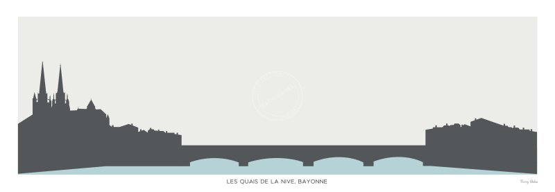 Affiche Quai de la Nive Minimaliste de Bayonne