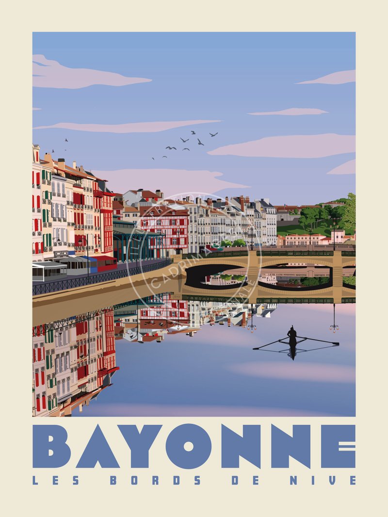 Affiche de Bayonne, les bords de Nive