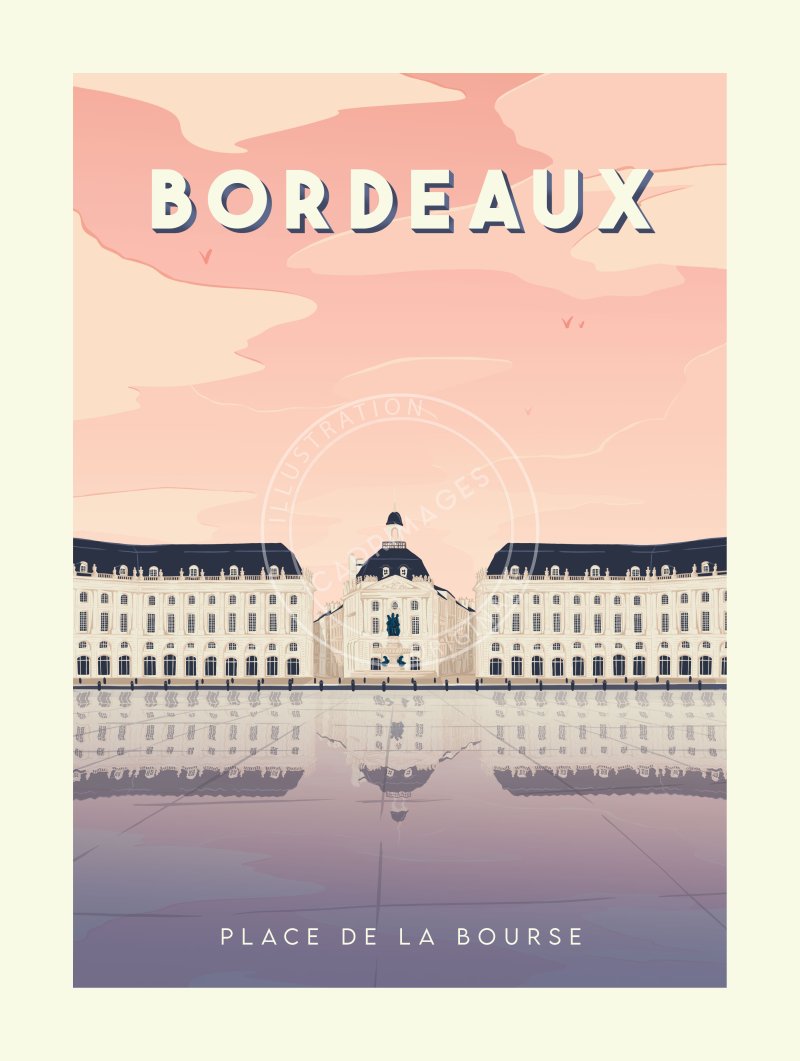 Affiche de Bordeaux, La Place de la Bourse de jour