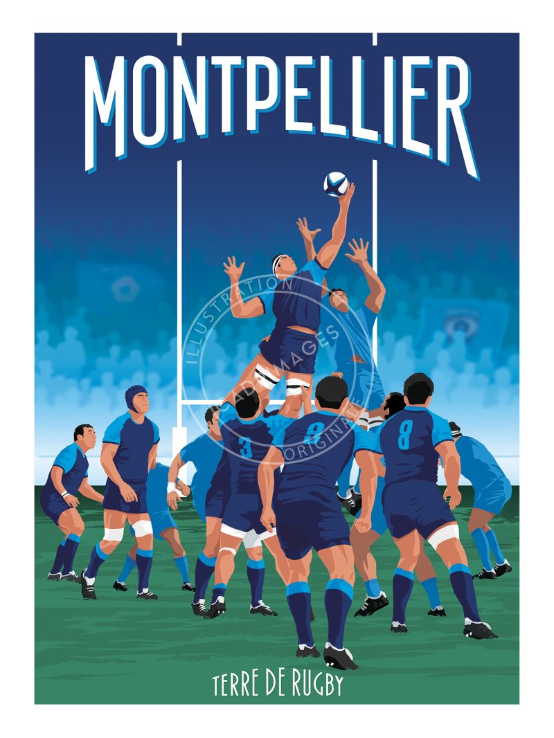 Affiche de rugby, Montpellier, la touche