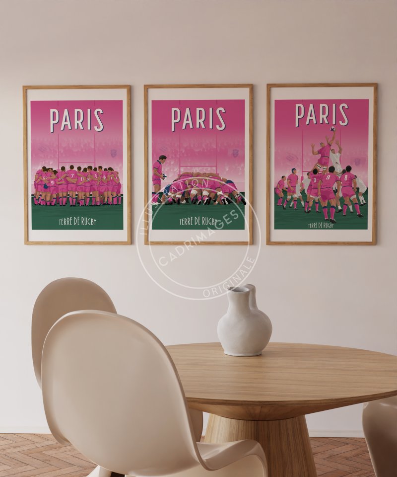 Affiche de rugby, Paris, la touche