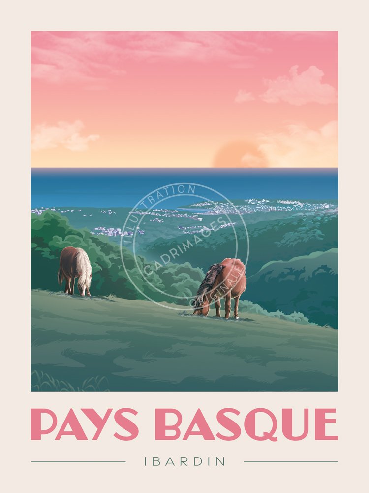Affiche du Pays Basque, les pottoks