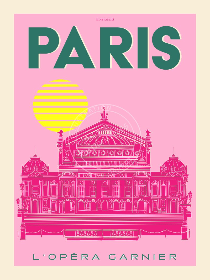 Affiche pop pink de Paris, l'Opéra