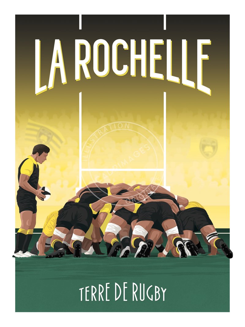 Affiche de rugby, La Rochelle, la mêlée