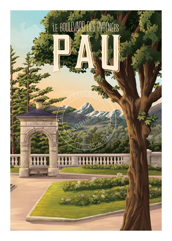 Affiche de Pau, boulevard des Pyrénées