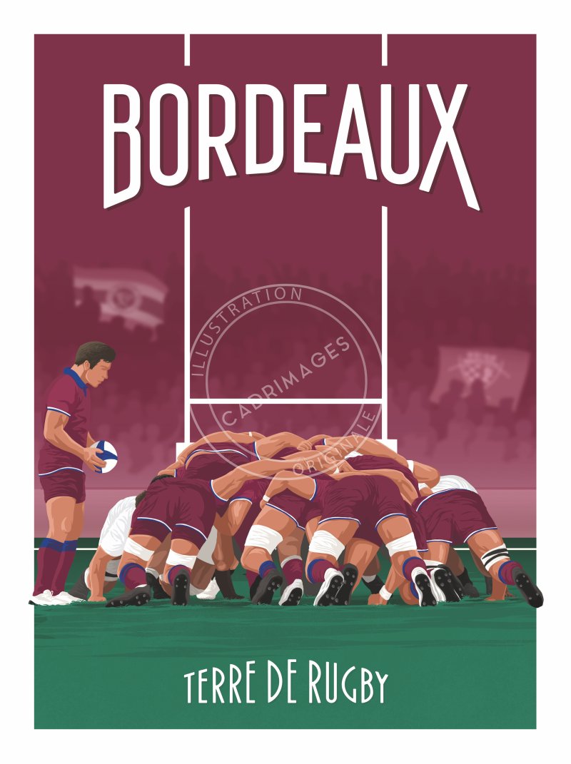 Affiche de rugby, Bordeaux la mêlée
