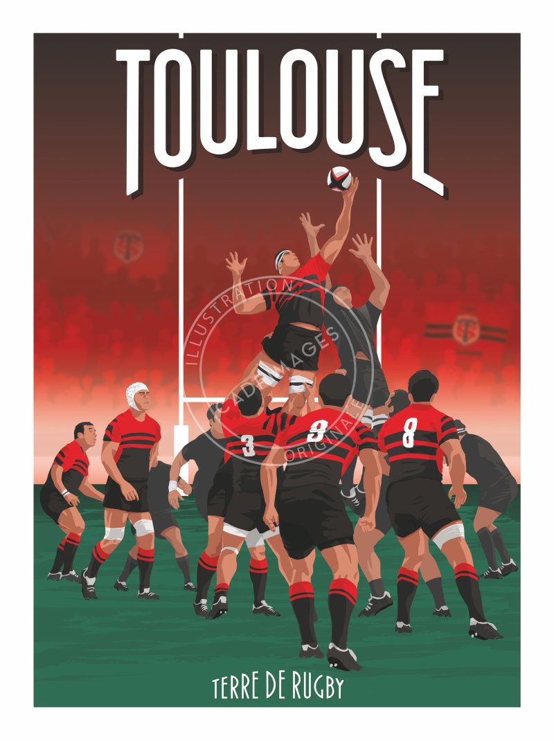 Affiche de rugby, touche Toulouse