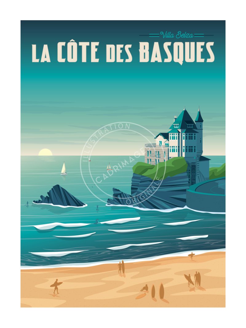 Affiche de Biarritz, La côte des Basques